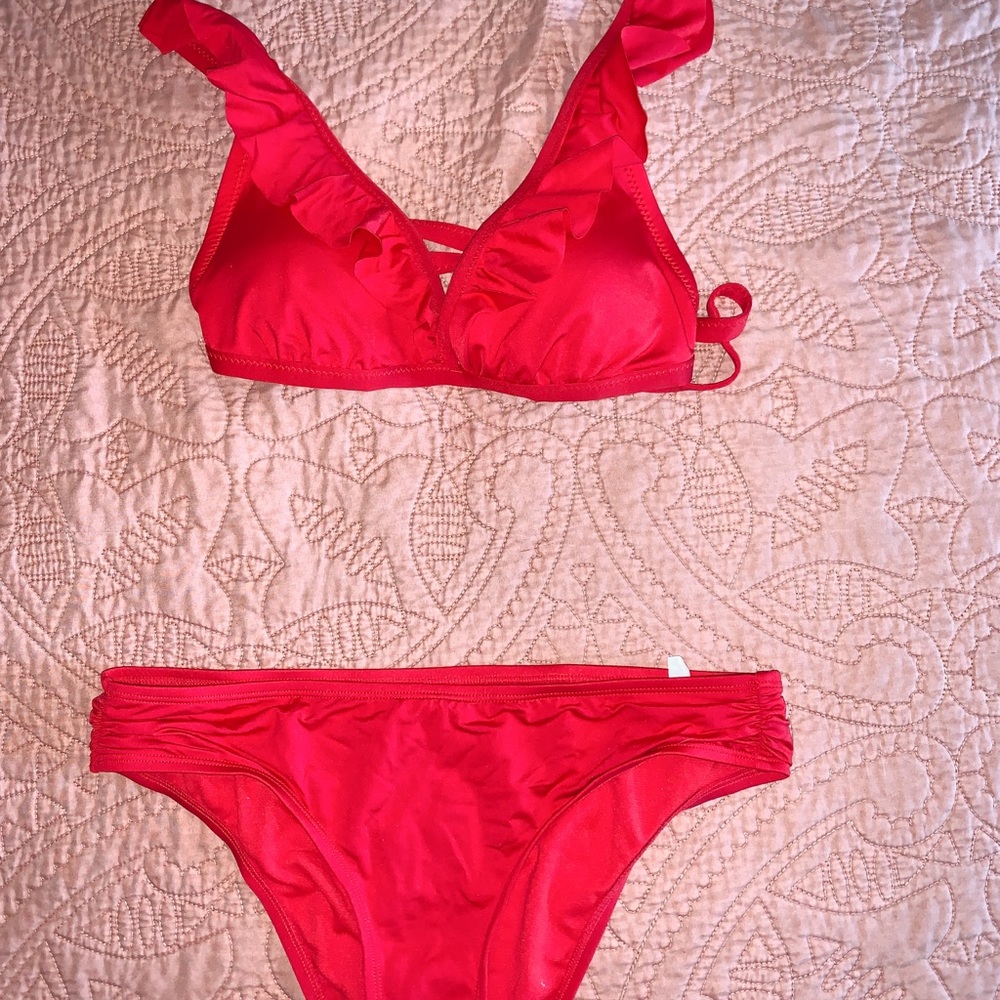Red Ruffle Bikini - Picture 3 of 6
